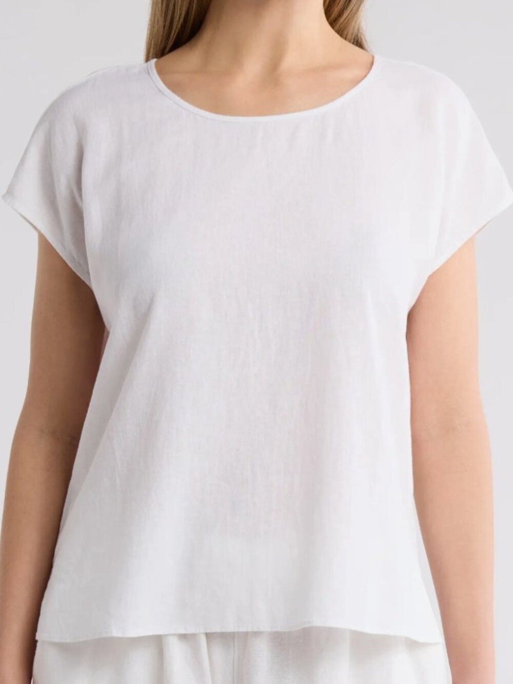 Nordstrom Caslon | White Linen Blend Popover Top Small